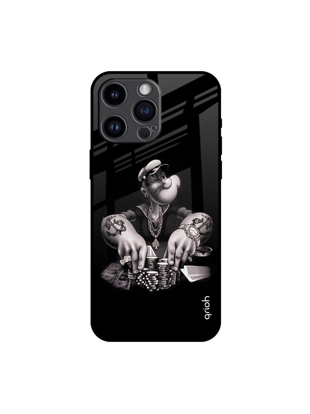 

QRIOH Gambling Problem Printed iPhone 14 Pro Max Back Case, Black
