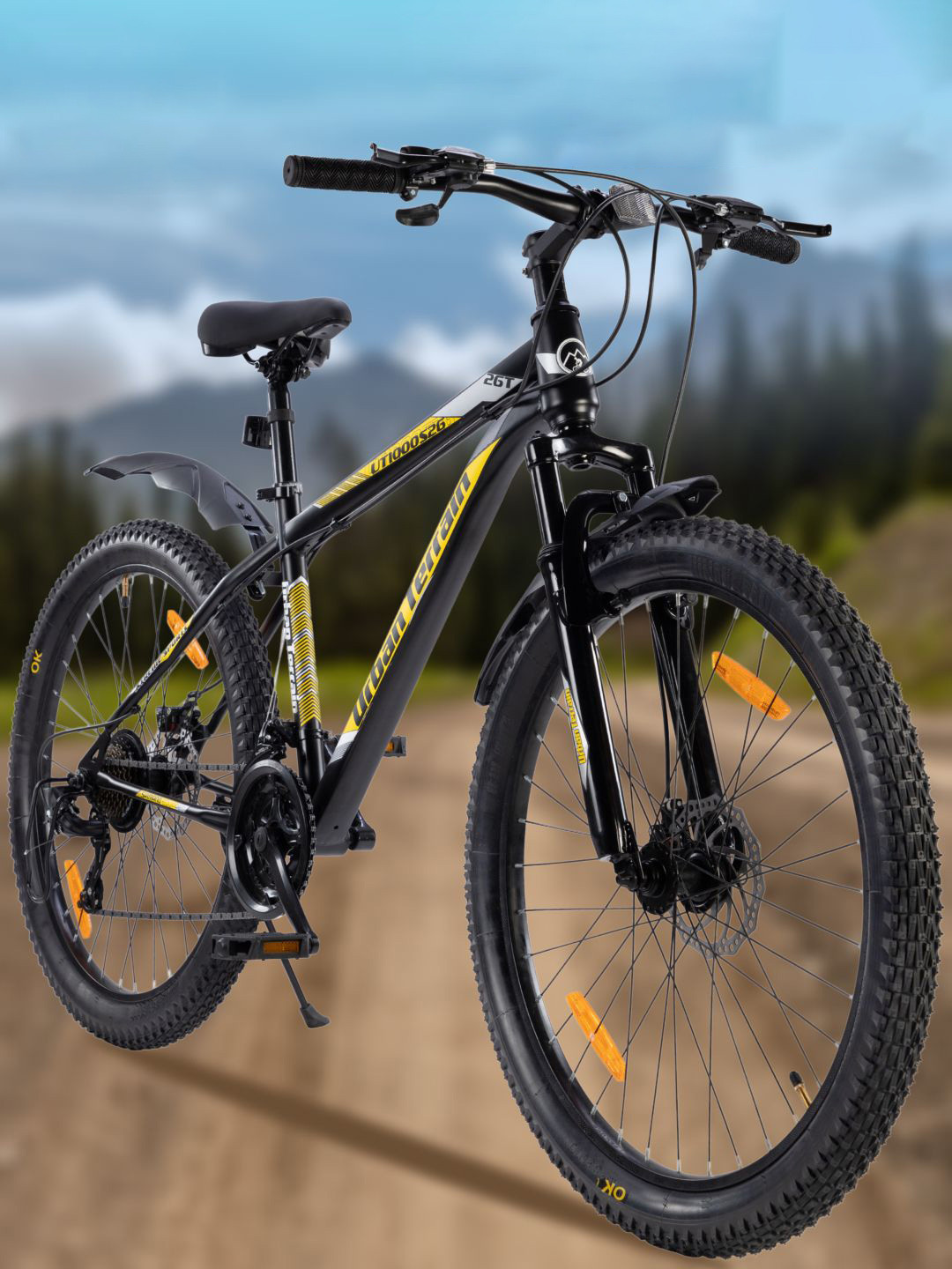 

URBAN TERRAIN UT1000S26 26T Steel Frame 21Speed Shimano Gear Dual Disc Brake Mountain Bike, Yellow