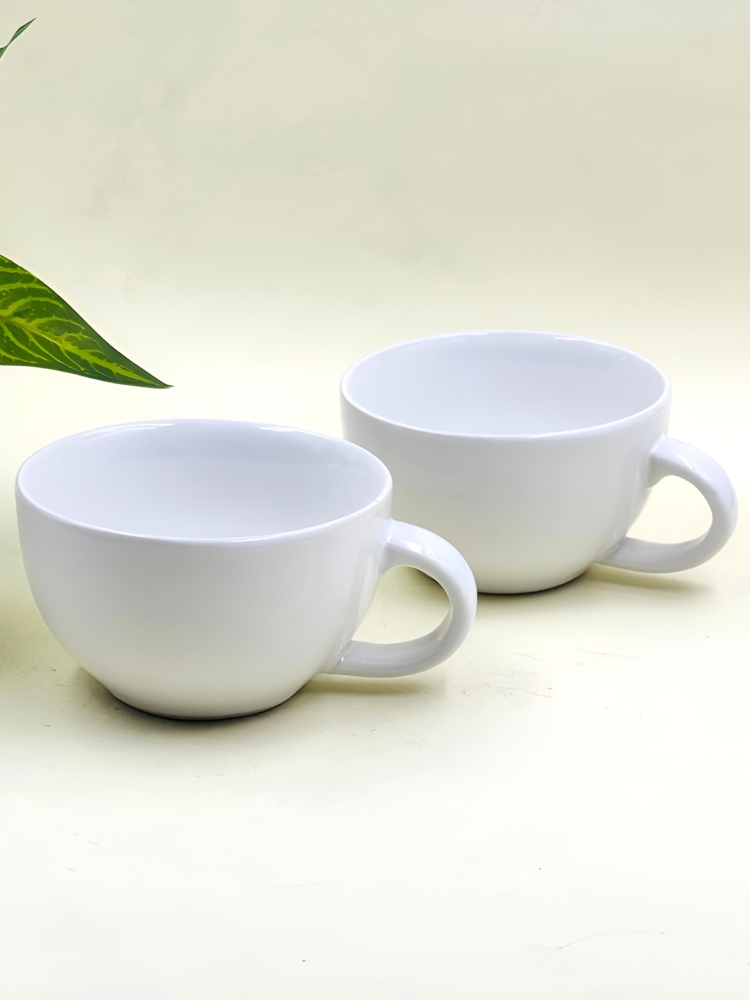 

Lupaava White 2 Pieces Ceramic Glossy Serving Bowls With Spoons -350 ml Each