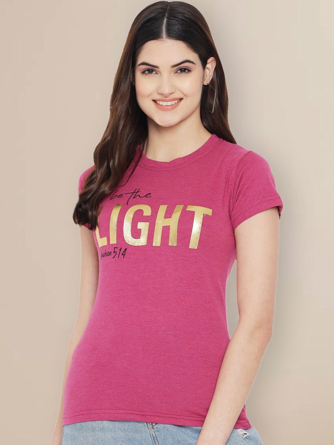 

Metronaut Women Typography Printed T-shirt, Pink