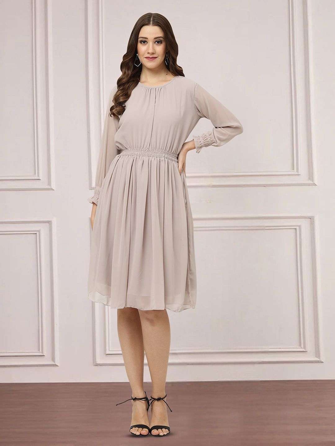 

Moda Rapido Applique Fit & Flare Dress, Grey