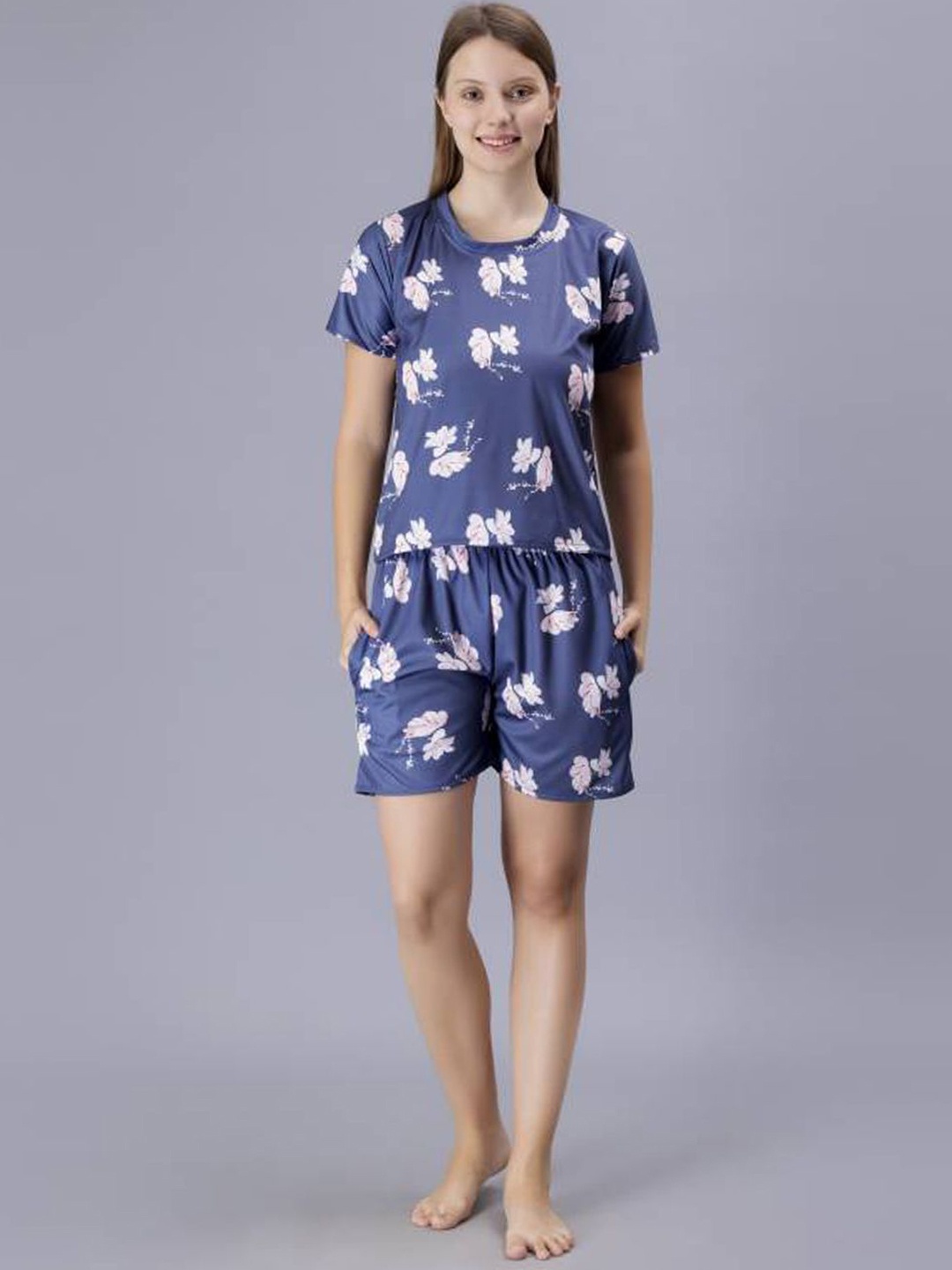 

Dreambe Women Printed Night suit, Blue