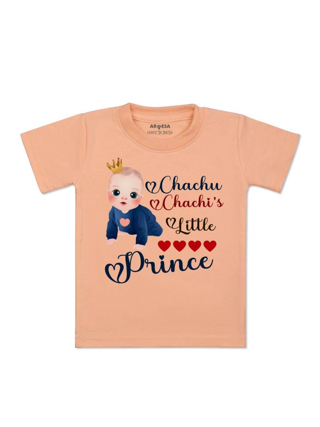 

Arvesa Kids Chachu Chachi'S Little Prince Printed Tshirt, Peach