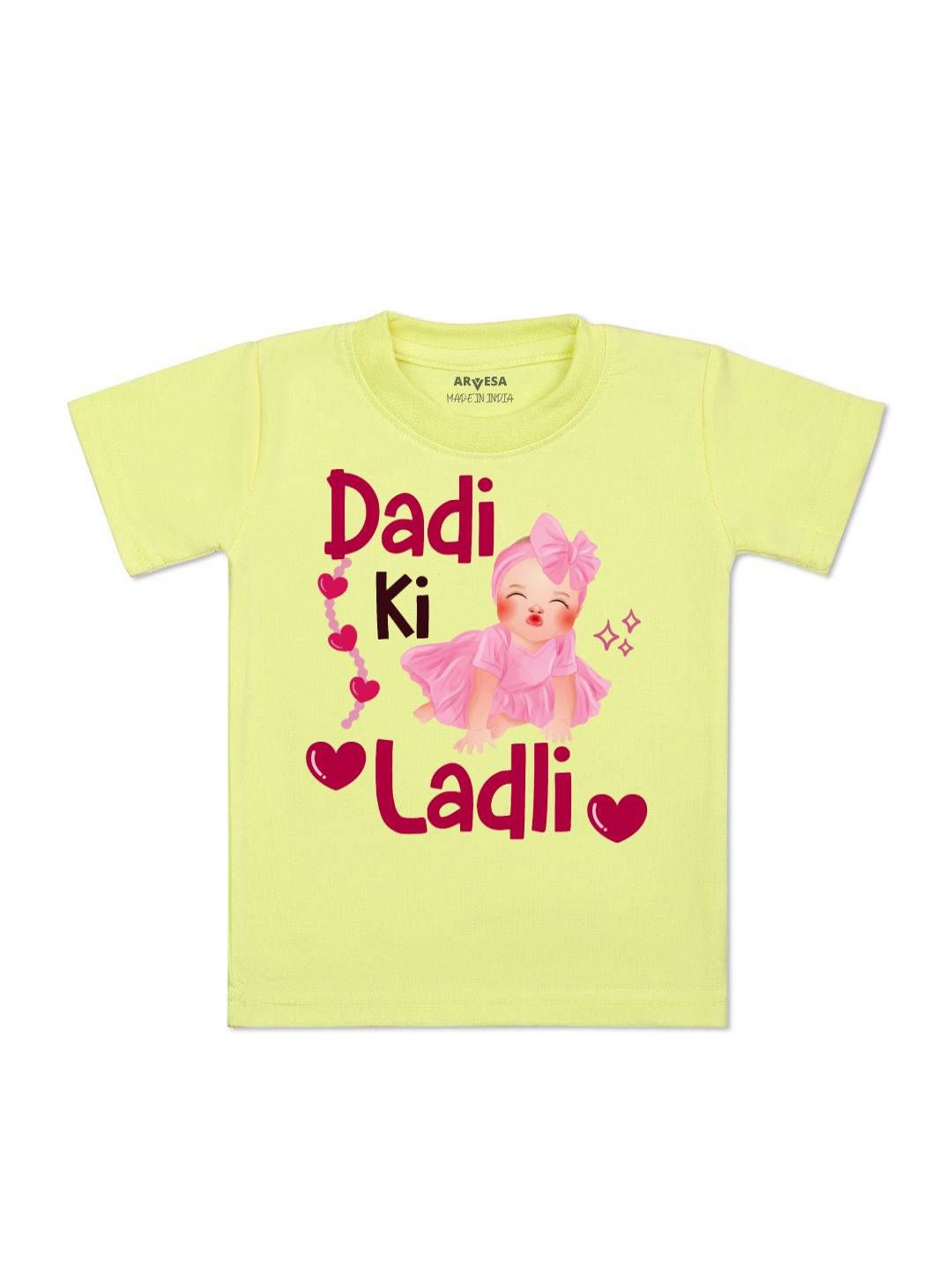 

Arvesa Kids Dadi Ki Ladli Printed Tshirt, Yellow
