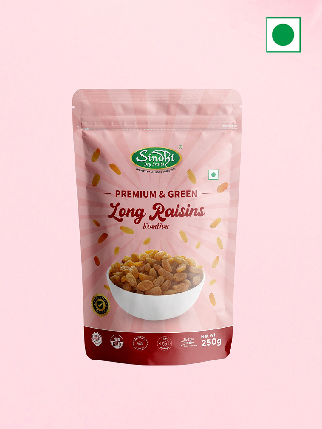 

SINDHI Dry Fruits & Long Raisins Kishmish 250g, Pink