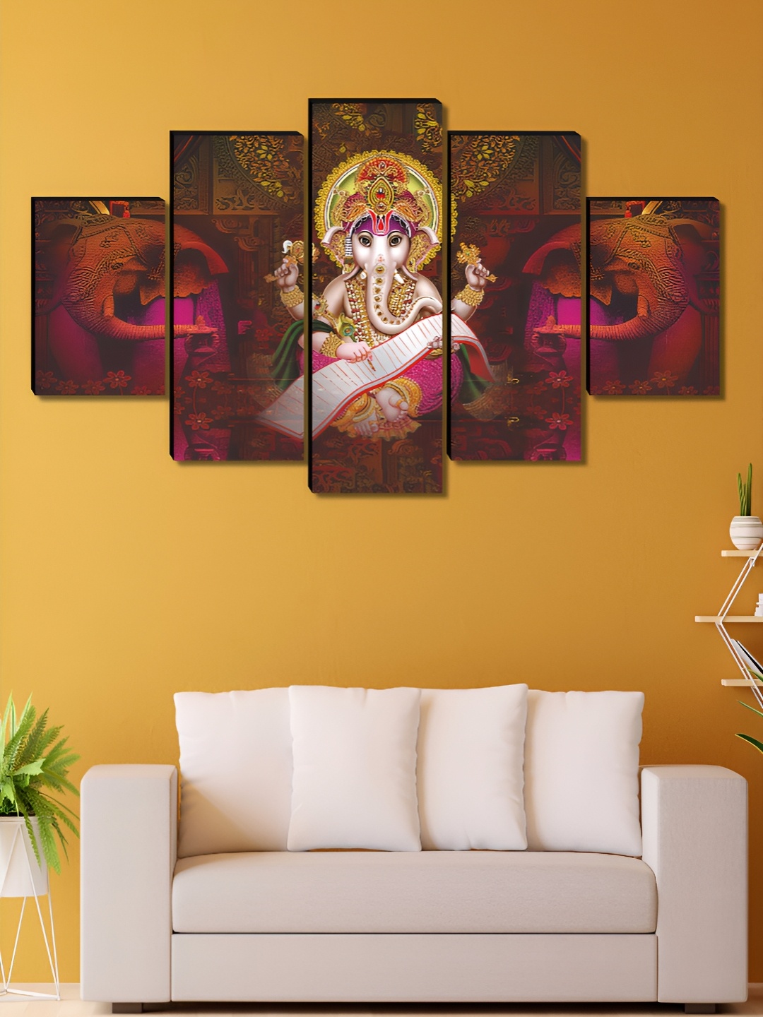 

Aura White & Beige 5 Piece Wood Religious Wall Paintings