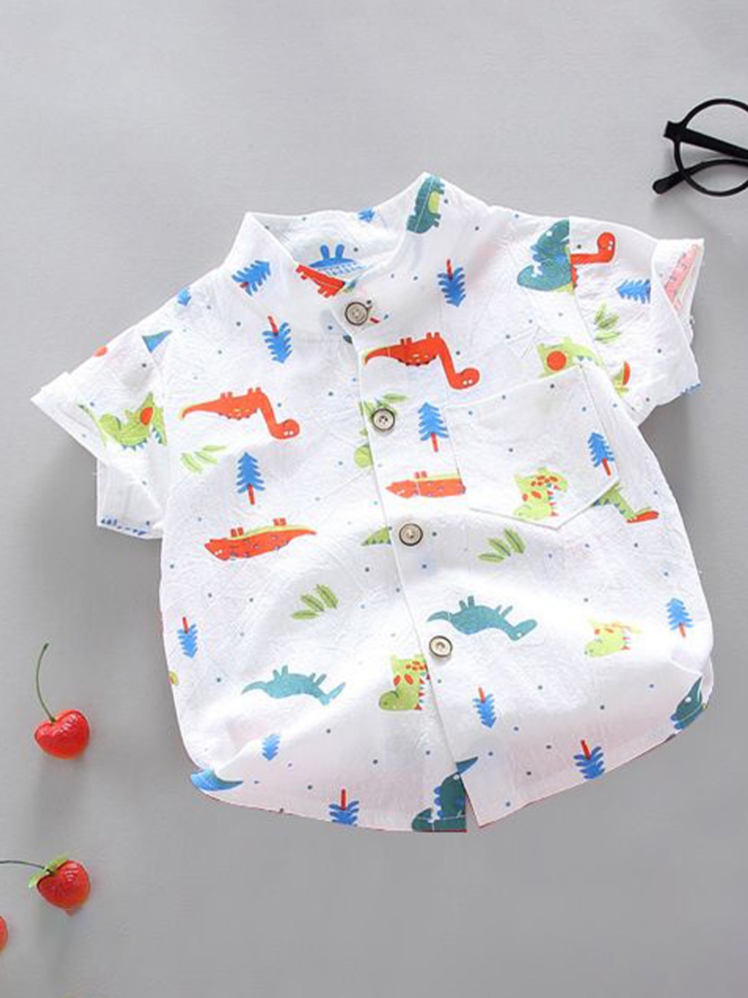 

DANGAR Unisex Kids Premium Opaque Printed Casual Shirt, White