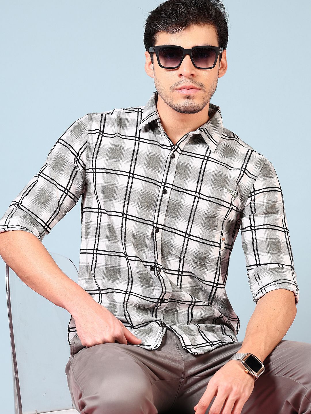 

V-Mart Men Tartan Checks Opaque Checked Casual Shirt, Green