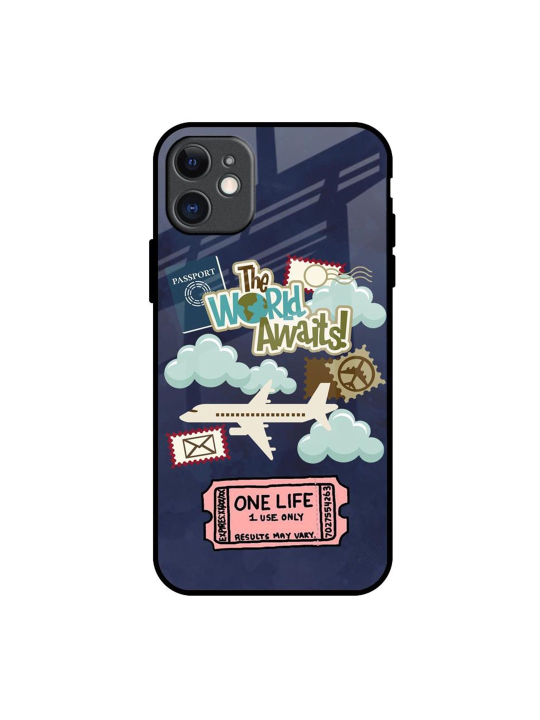 

QRIOH Tour The World Printed iPhone 11 Back Case, Blue