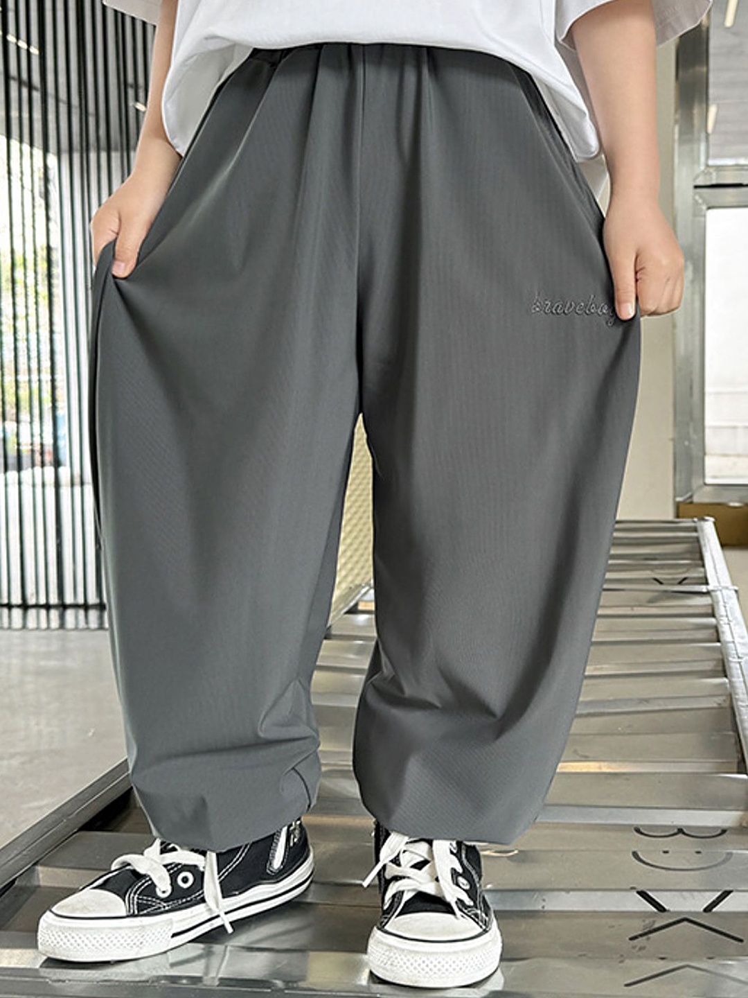 

LULU & SKY Boys Loose Fit Trousers, Grey