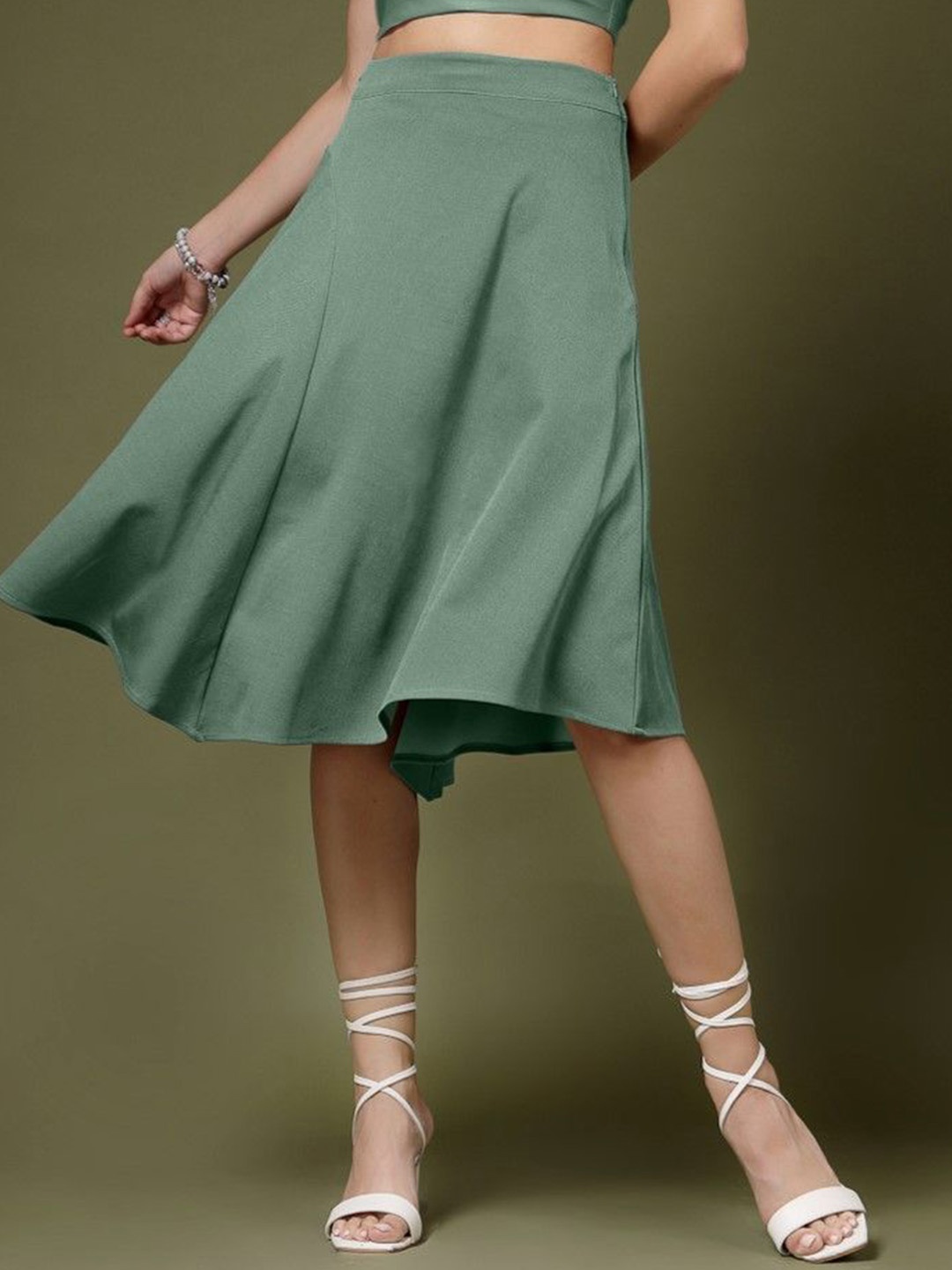 

DressBerry A-Line Knee Length Skirt, Green