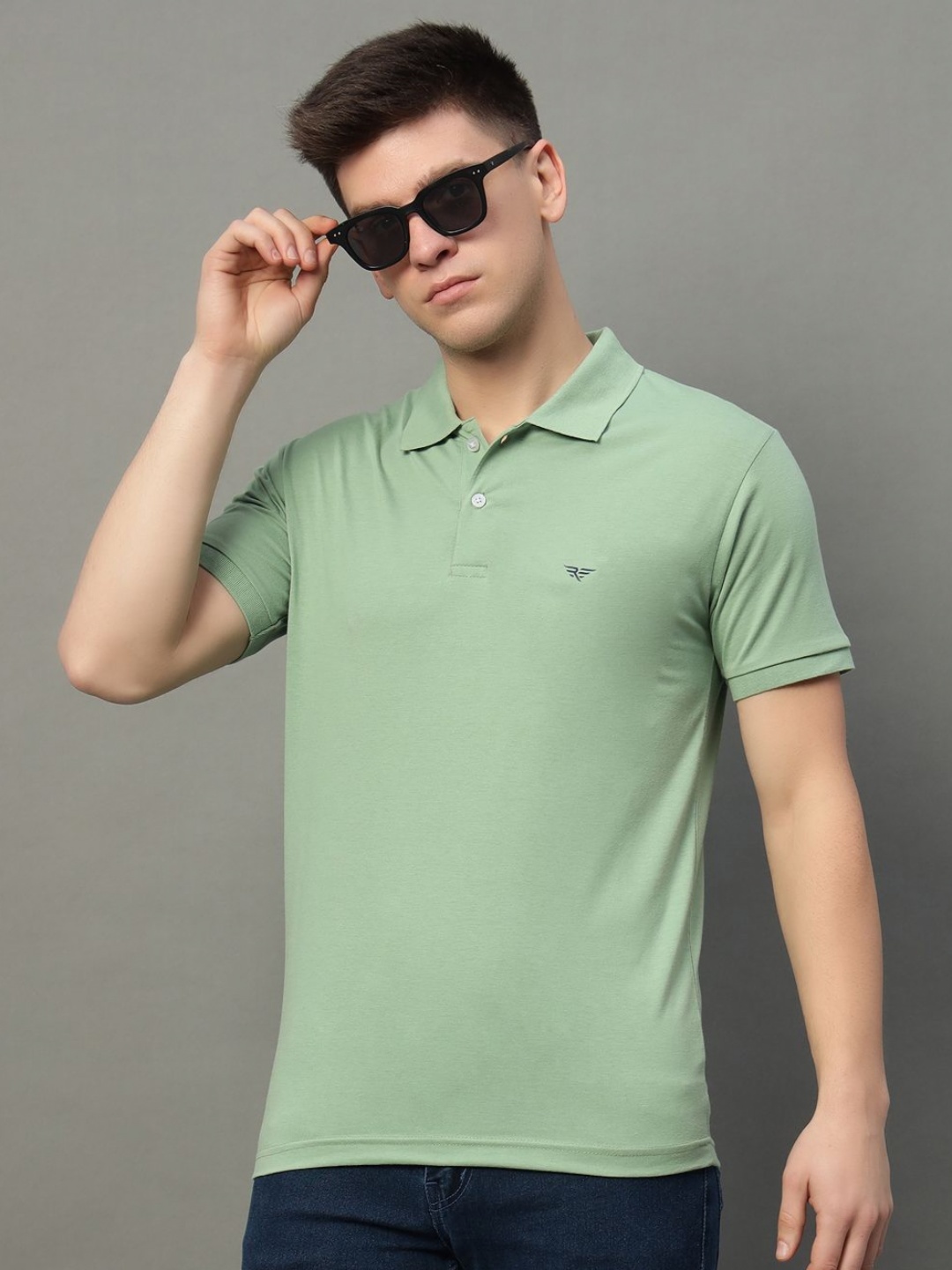 

XYRIS Men Polo Collar T-shirt, Sea green