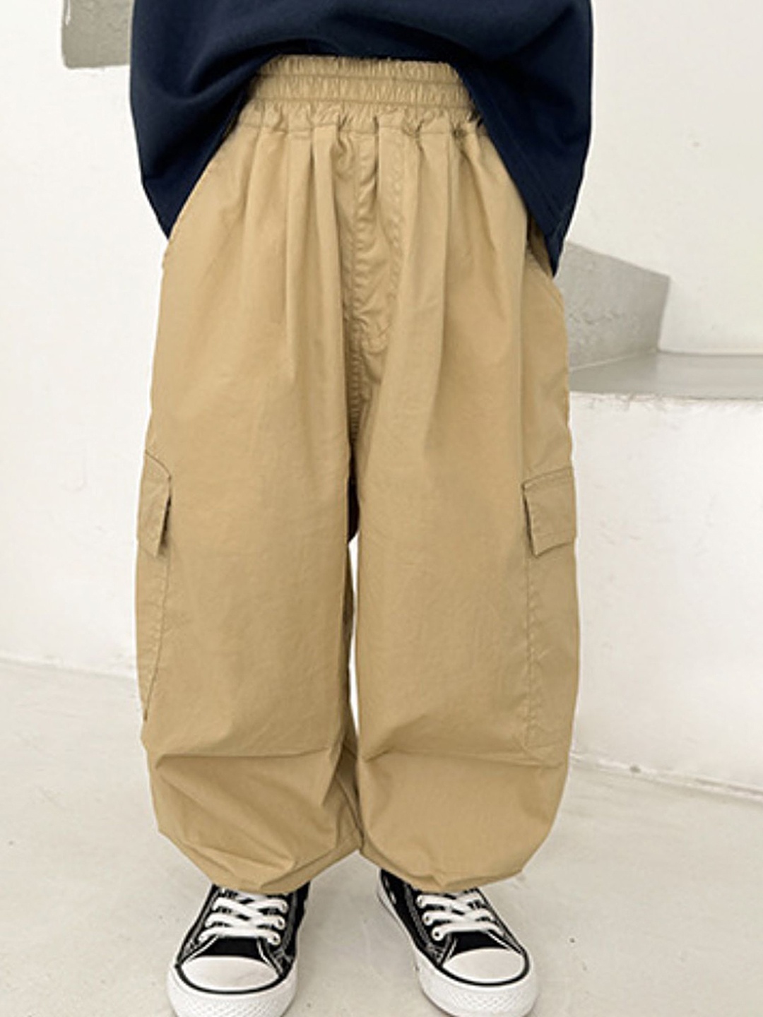

LULU & SKY Boys Loose Fit Cargos Trousers, Khaki