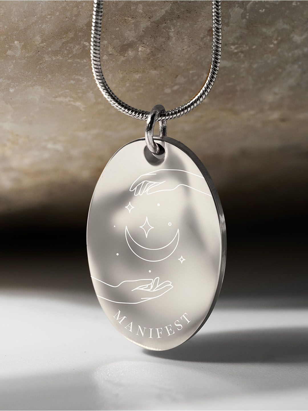 

Mesmerize Silver-Plated Oval Pendant With Chain
