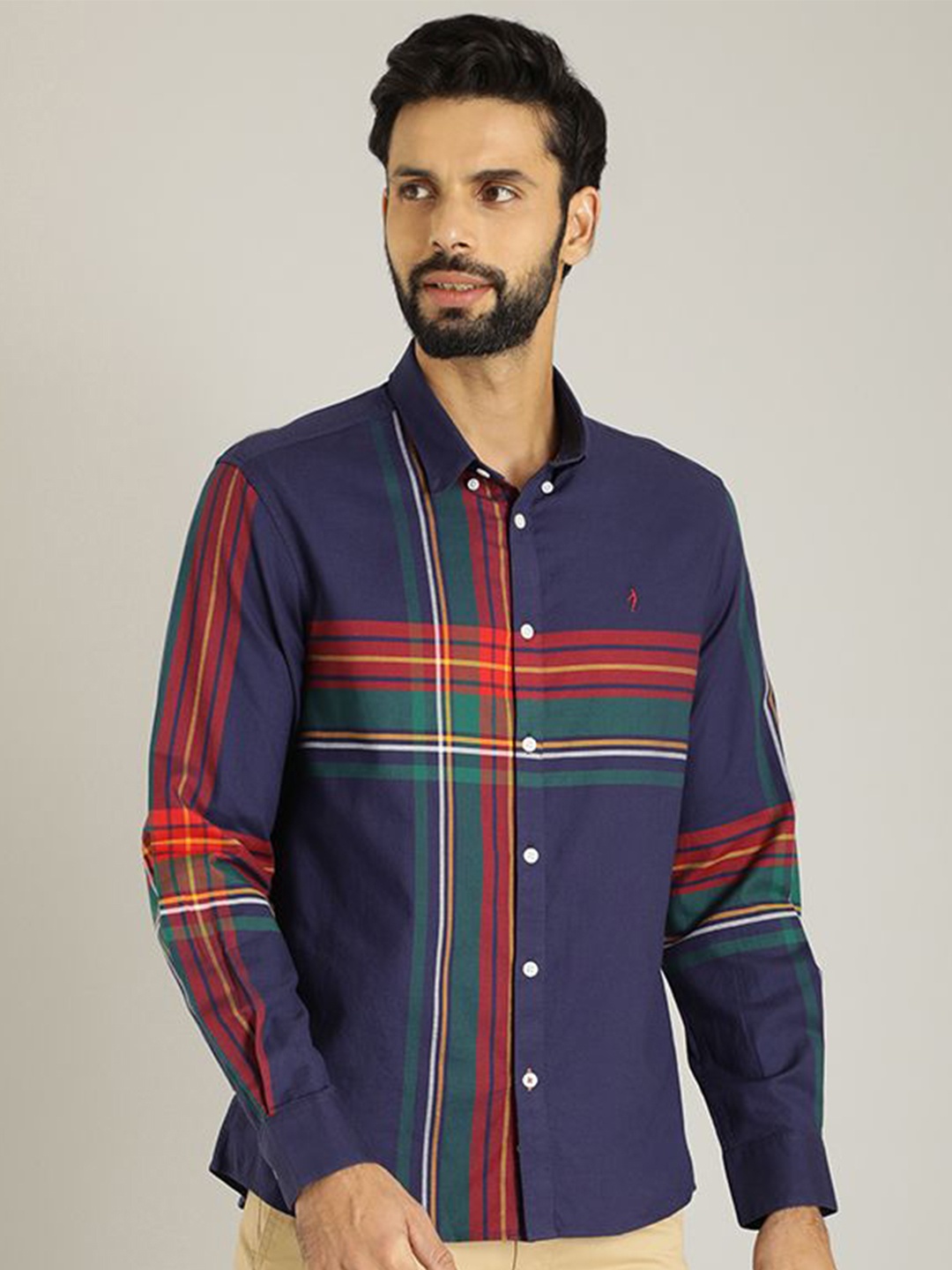 

Indian Terrain Men Slim Fit Multi Stripes Opaque Striped Casual Shirt, Blue