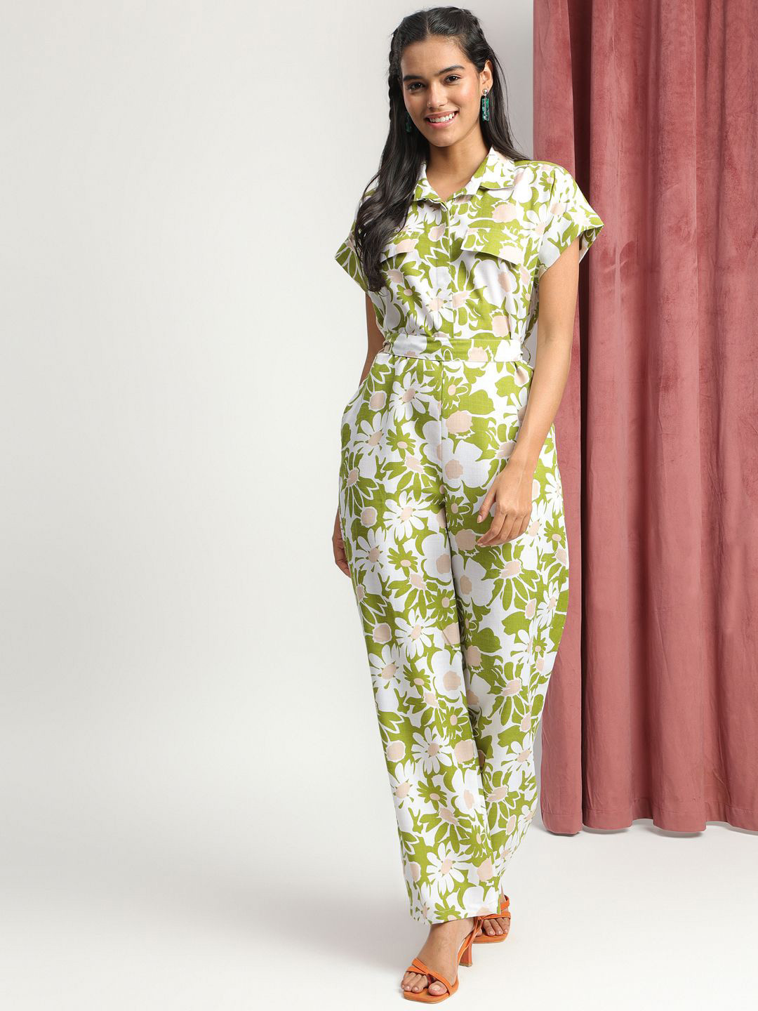 

J Turritopsis Printed Basic Jumpsuit, Green