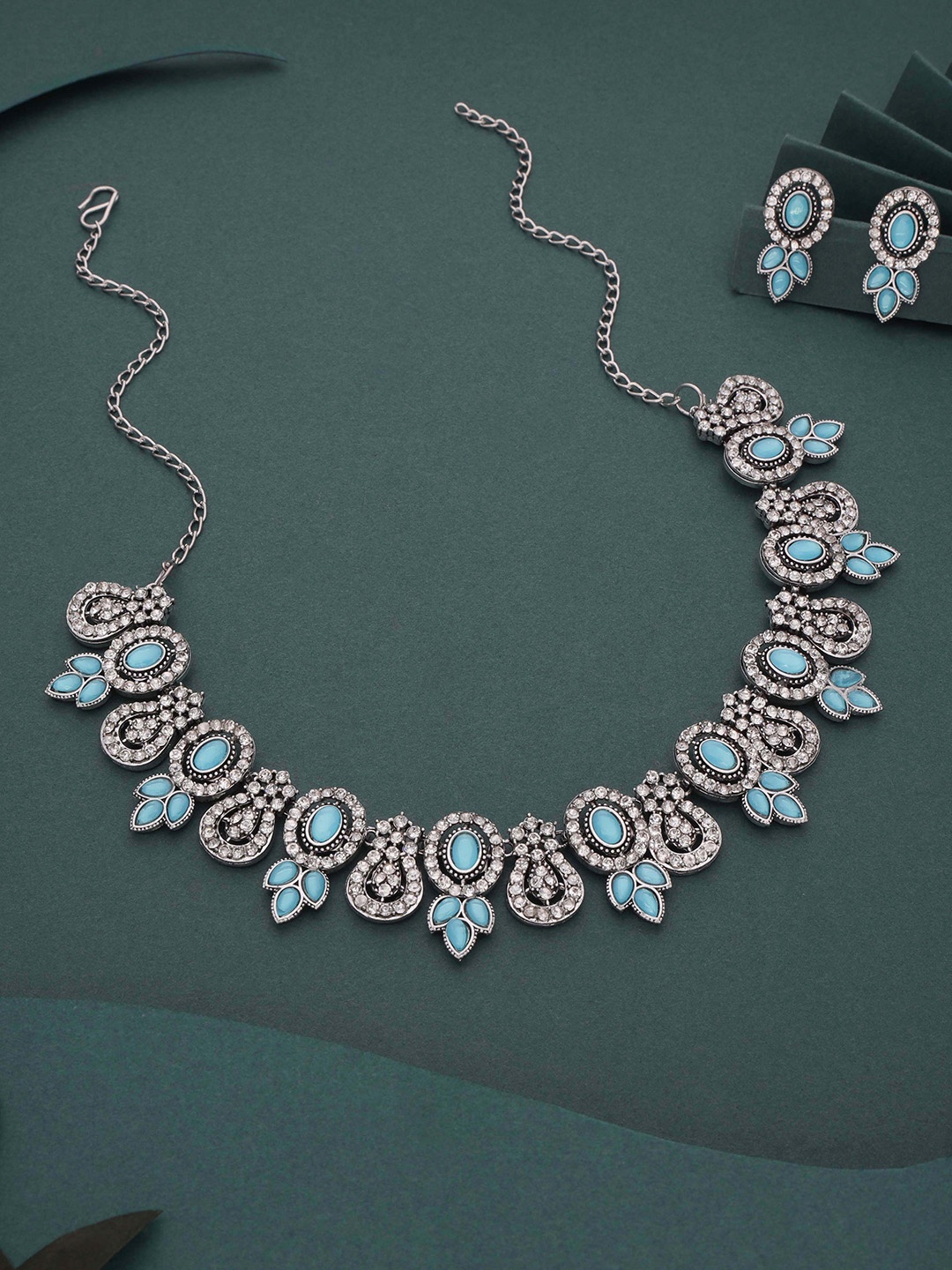 

Anouk Silver-Plated Artificial Stones-Studded Necklace and Earrings