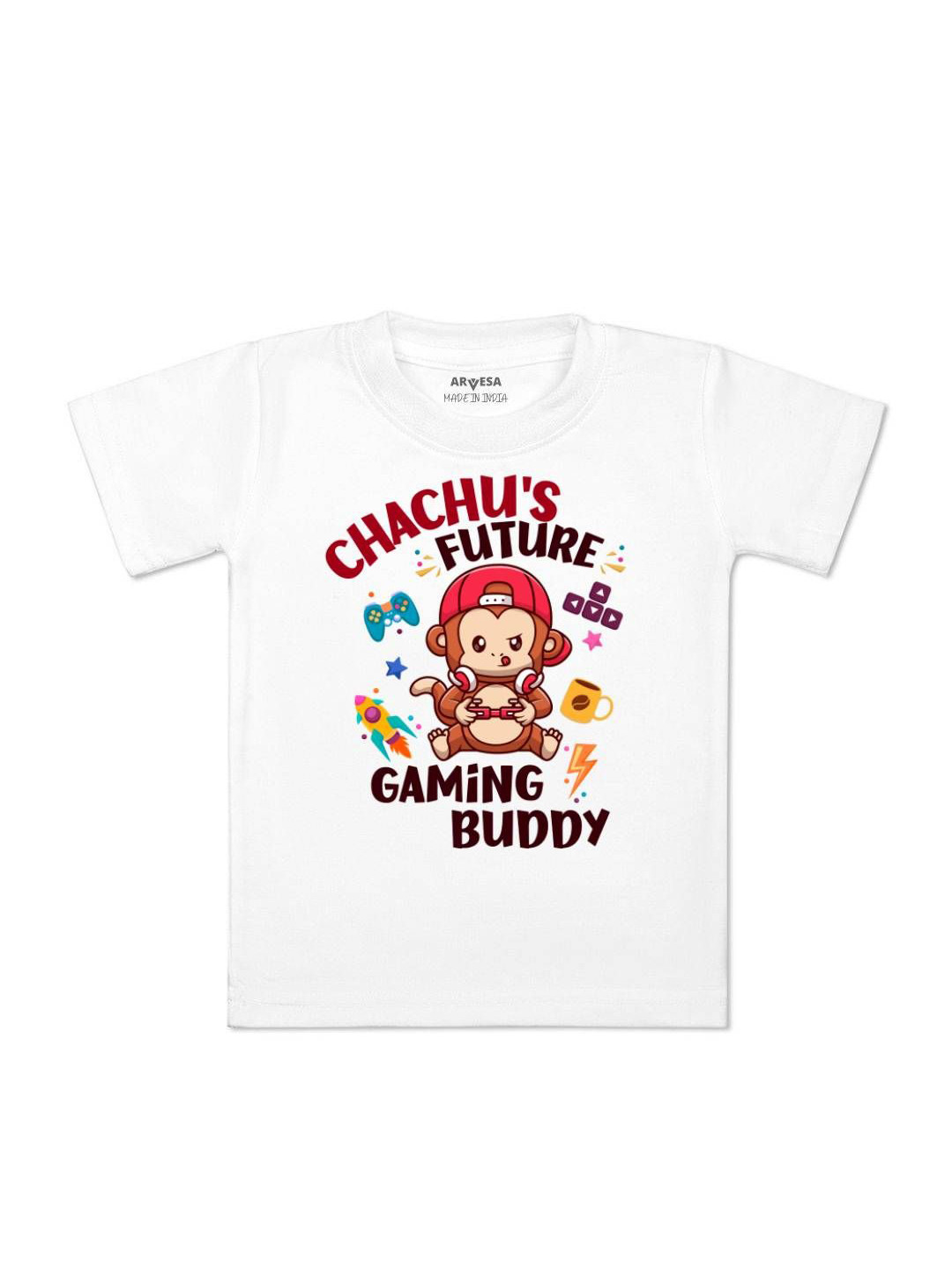 

Arvesa Kids Chachu Future Gaming Buddy Printed Tshirt, White