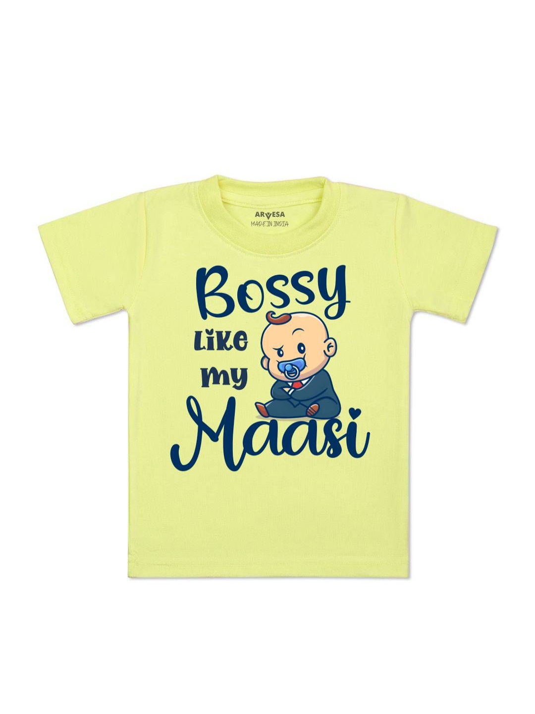

Arvesa Kids Bossy Like My Maasi Printed Tshirt, Yellow