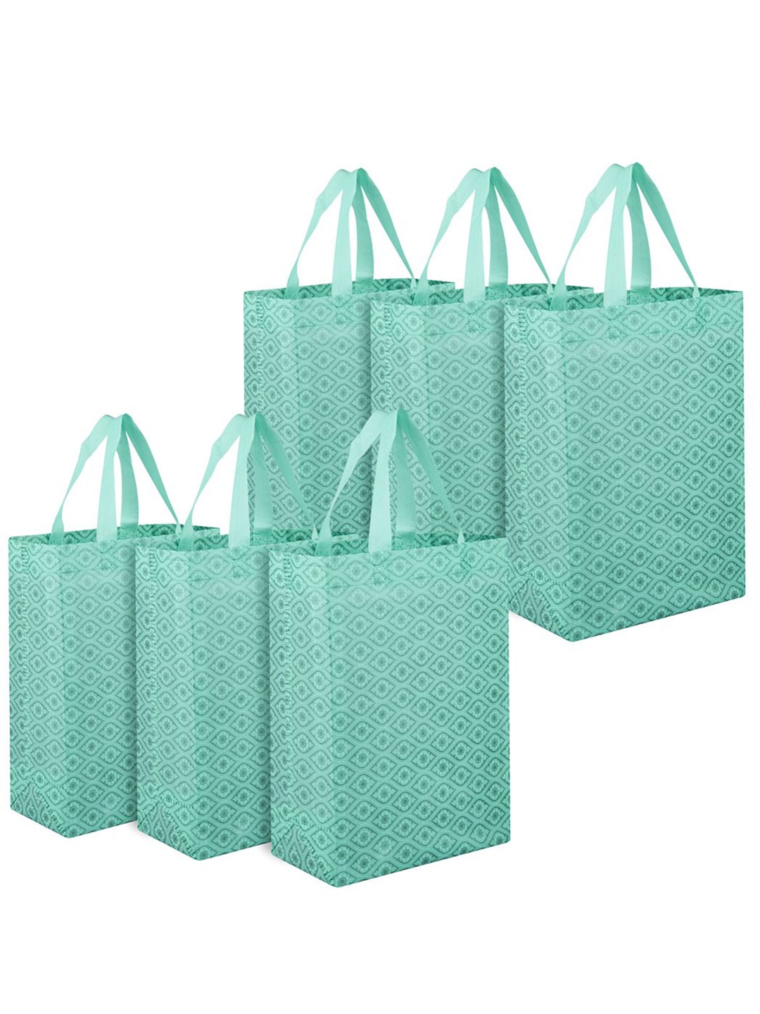 

Kuber Industries Printed Shopper Handheld Bag with Tasselled, Green