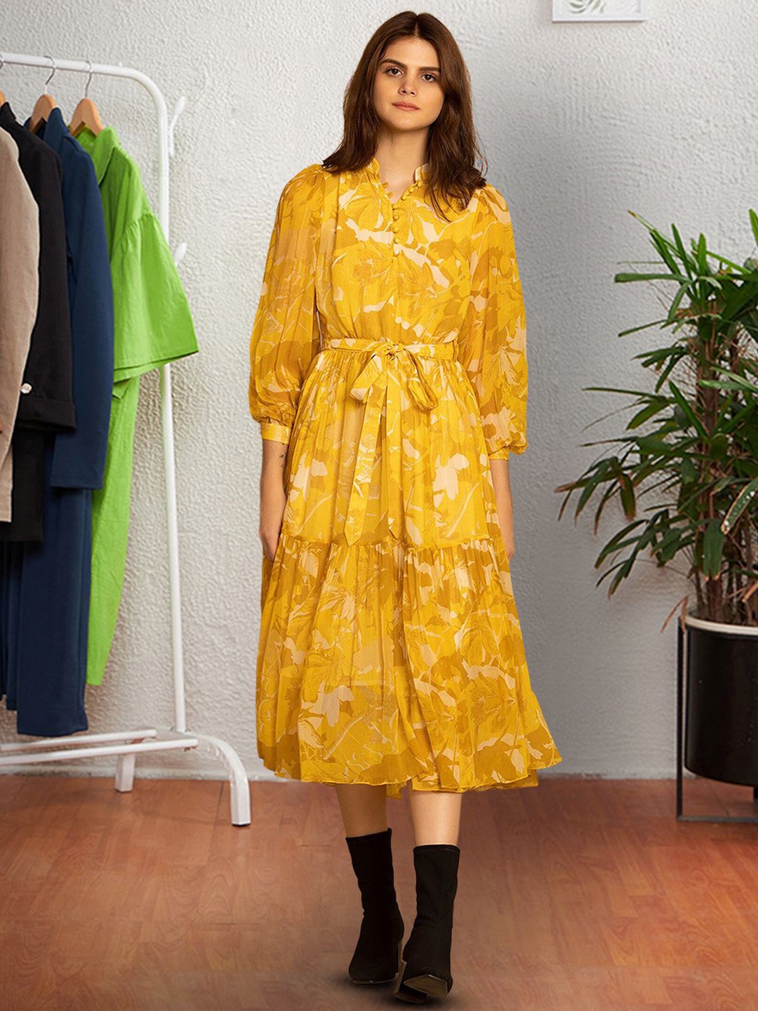 

Moda Rapido Floral Print Applique Fit & Flare Dress, Multi