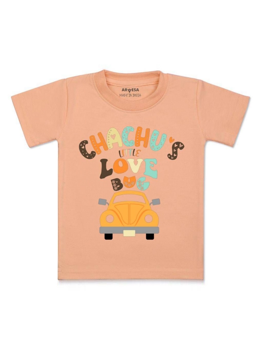 

Arvesa Kids Chachu Little Love Bug Printed Tshirt, Peach