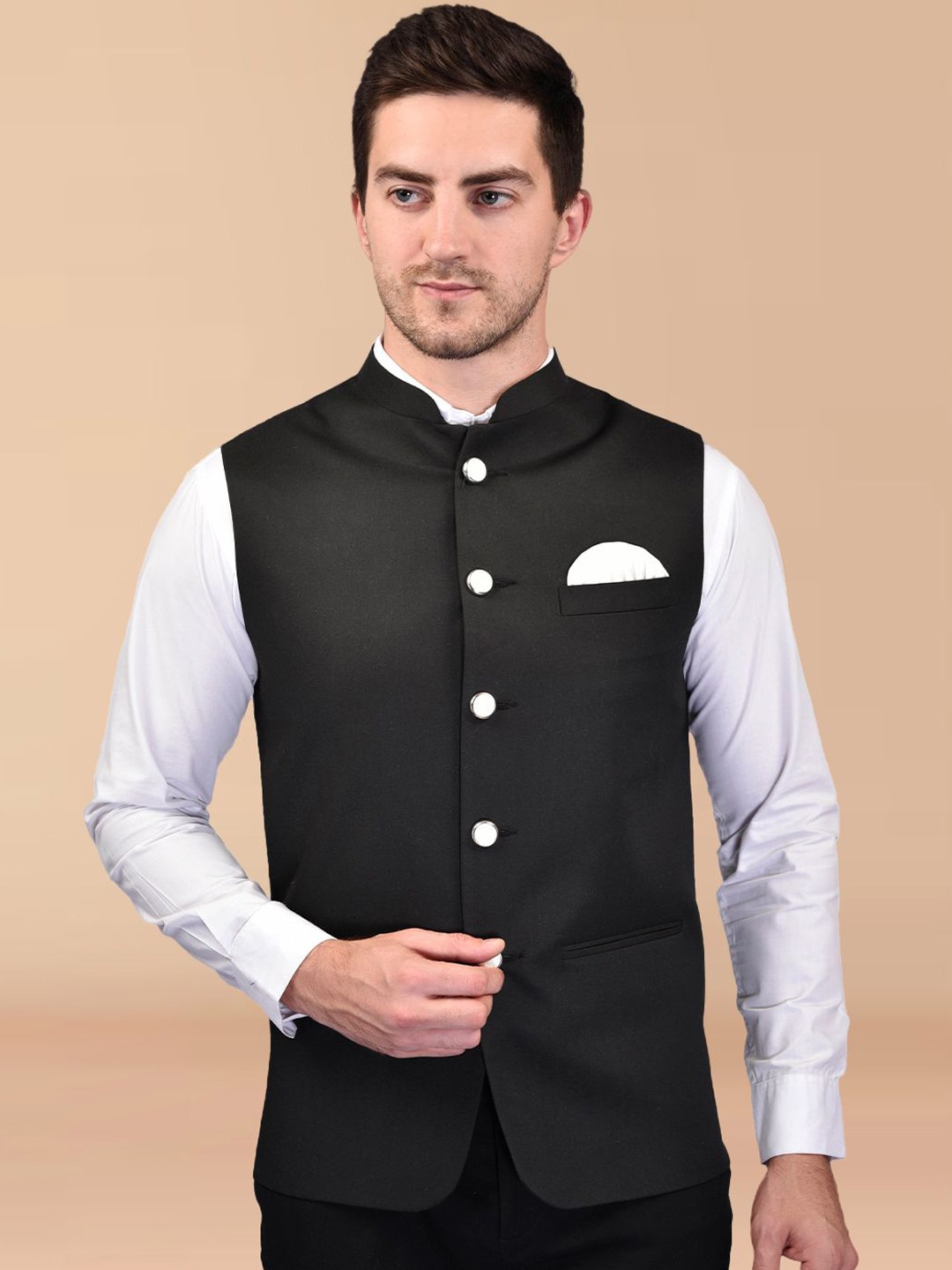 

Moda Rapido MenWoven Nehru Jacket, Black