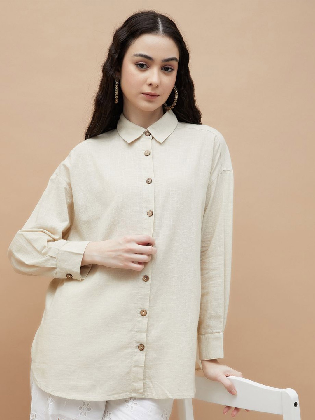 

Ginger by Lifestyle Women Opaque Casual Shirt, Off white