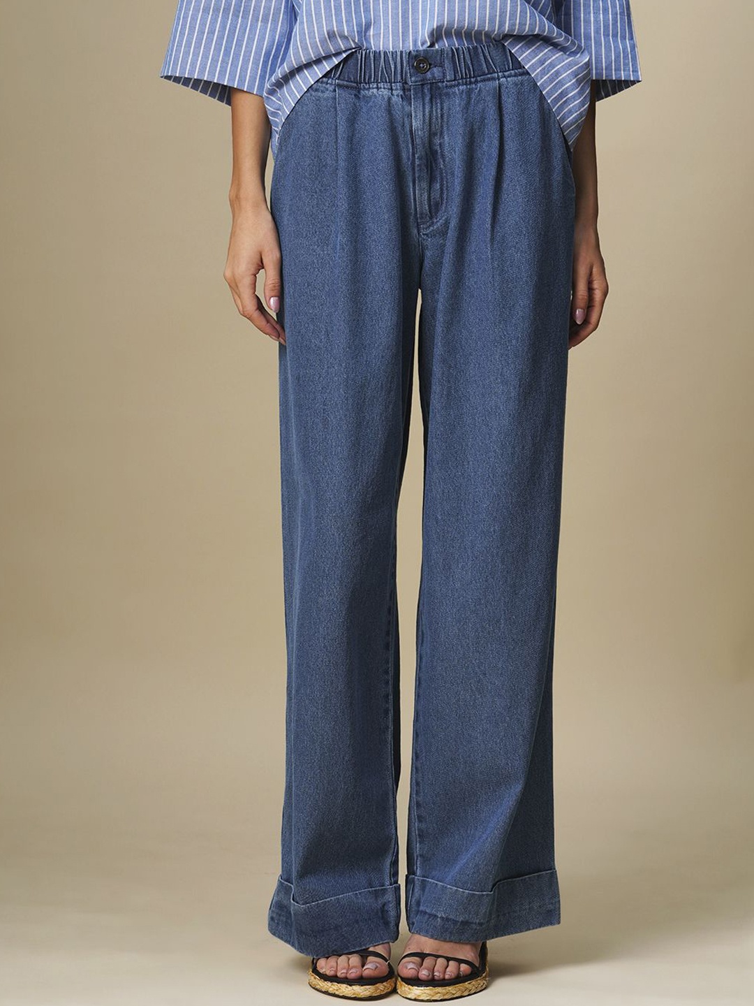 

Chemistry Women Cotton Wide Leg Jeans, Blue