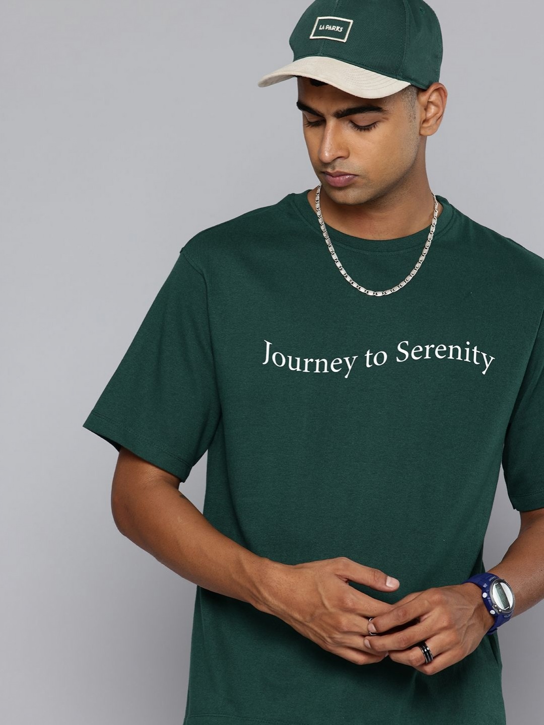 

R.Code by The Roadster Lifestyle Co. Men Printed Cotton Relaxed Fit T-shirt, Green
