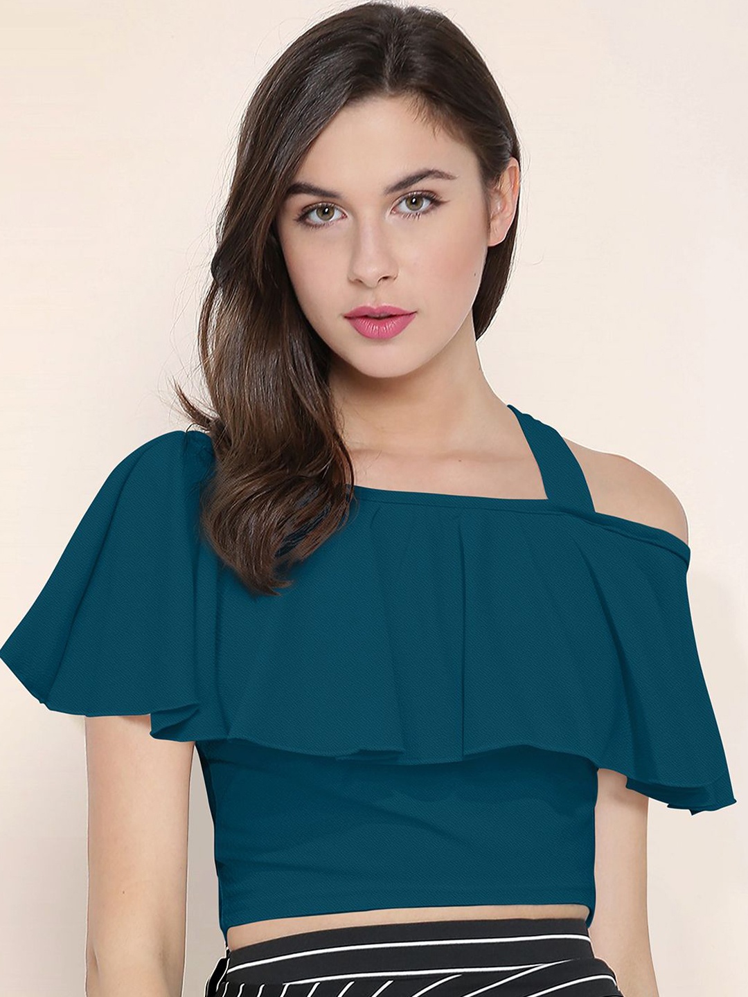 

CORSICA Cape Sleeve Crop Top, Teal
