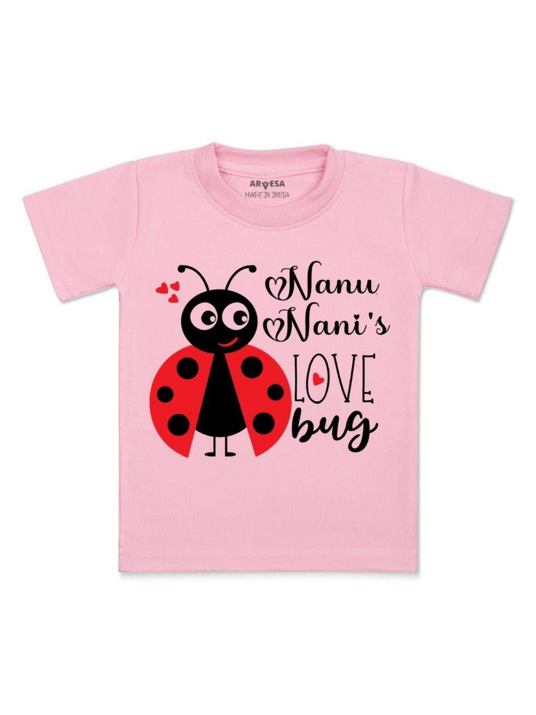 

Arvesa Kids Nanu Nani Love Bug Printed Tshirt, Pink