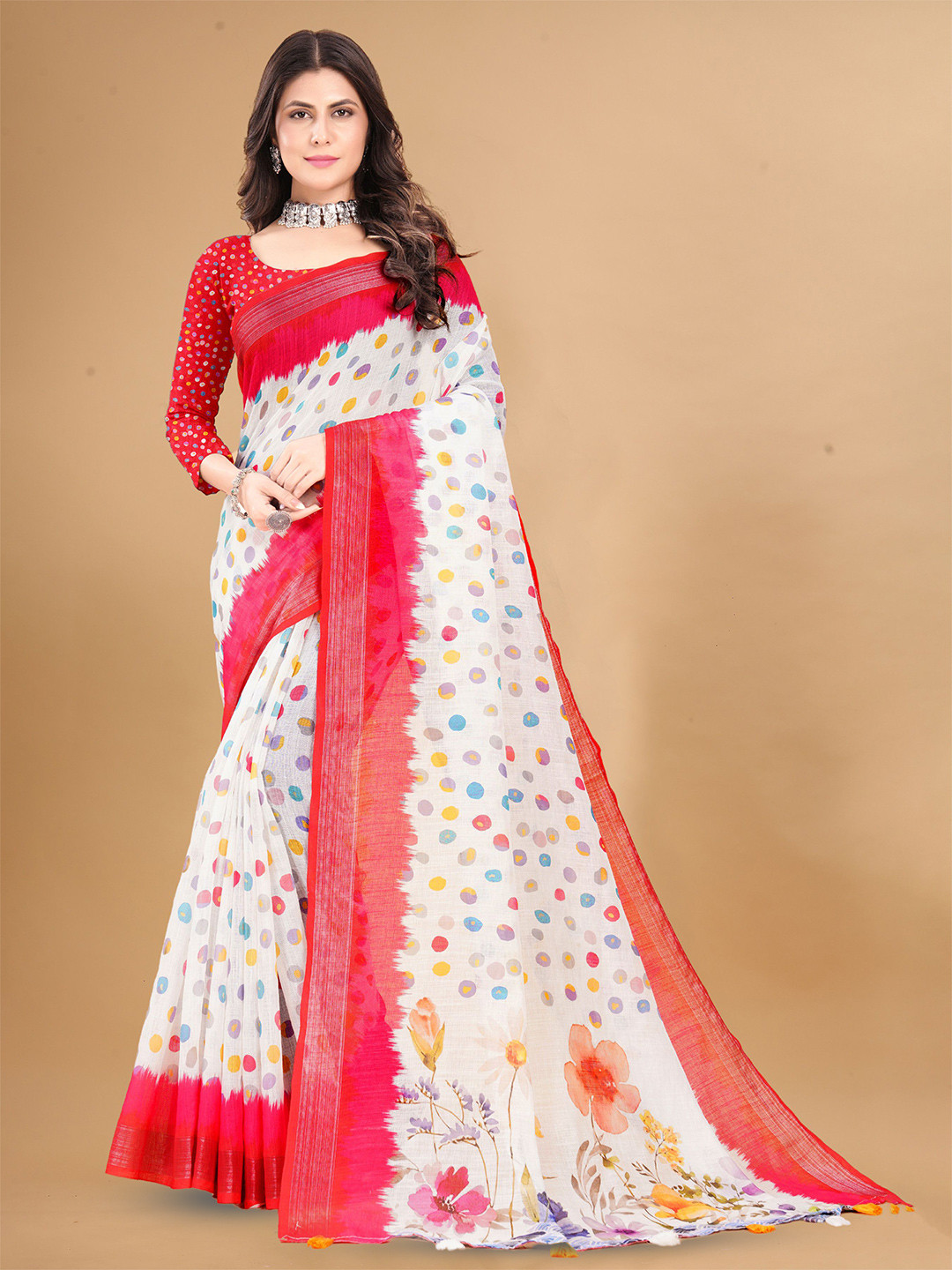 

Anouk Floral Zari Saree, White