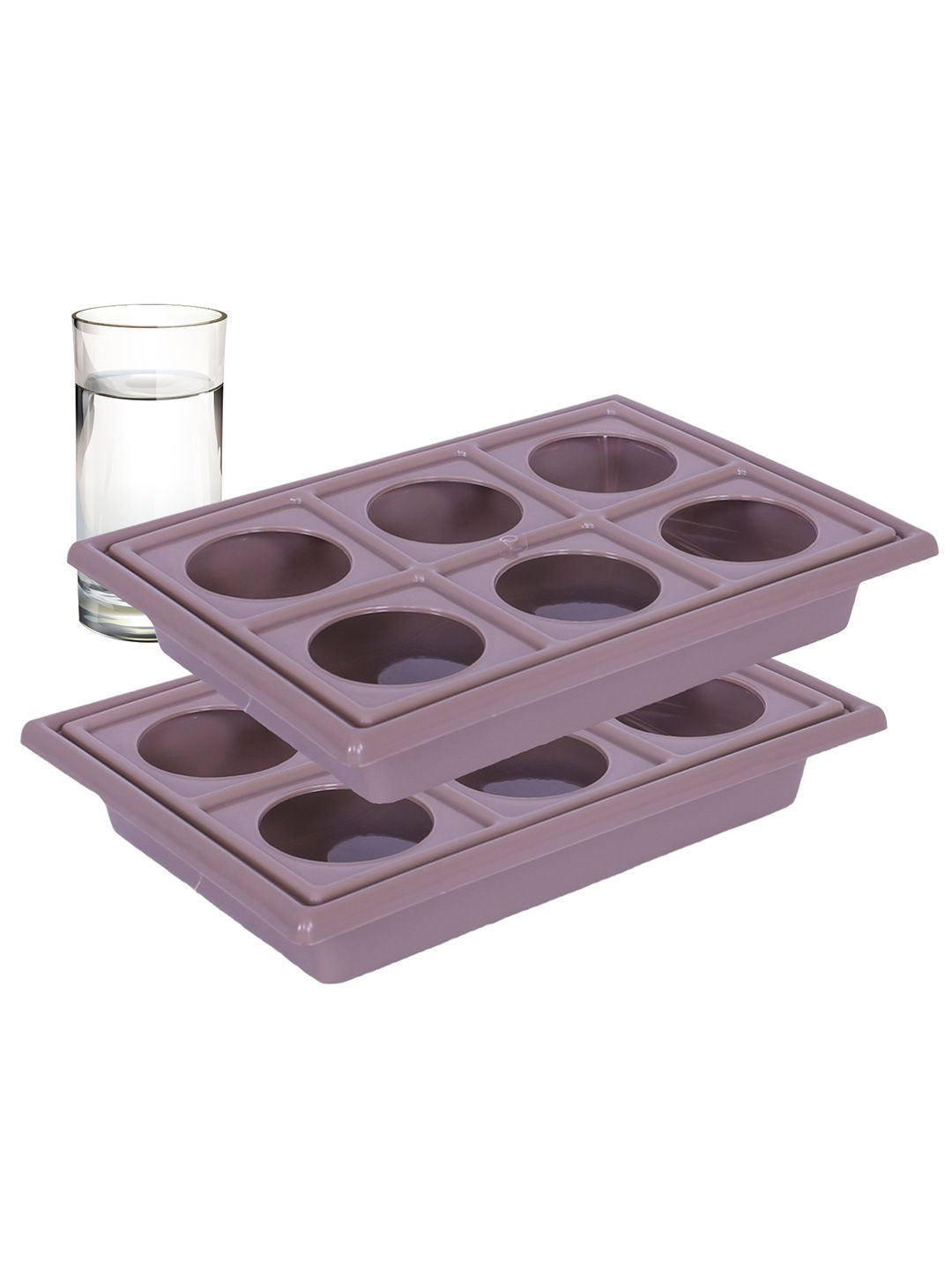 

Kuber Industries Brown 2 Pieces Serving Trays With 6 Glass Slots