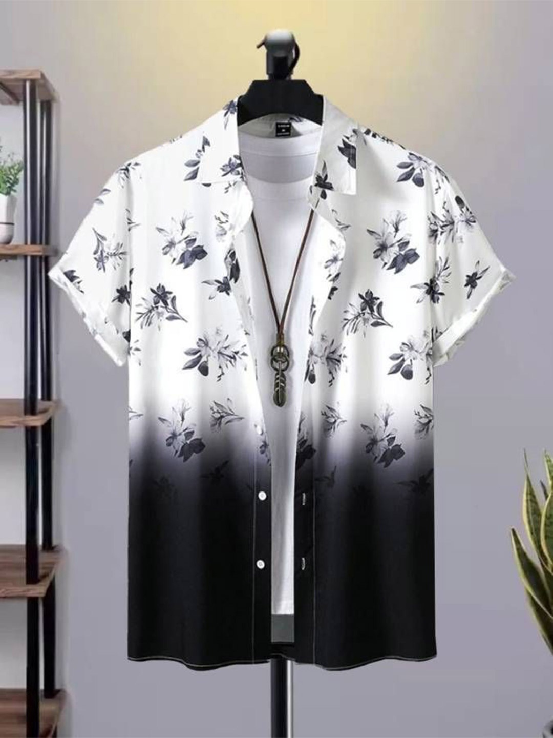 

iCome Men Classic Floral Opaque Printed Casual Shirt, White