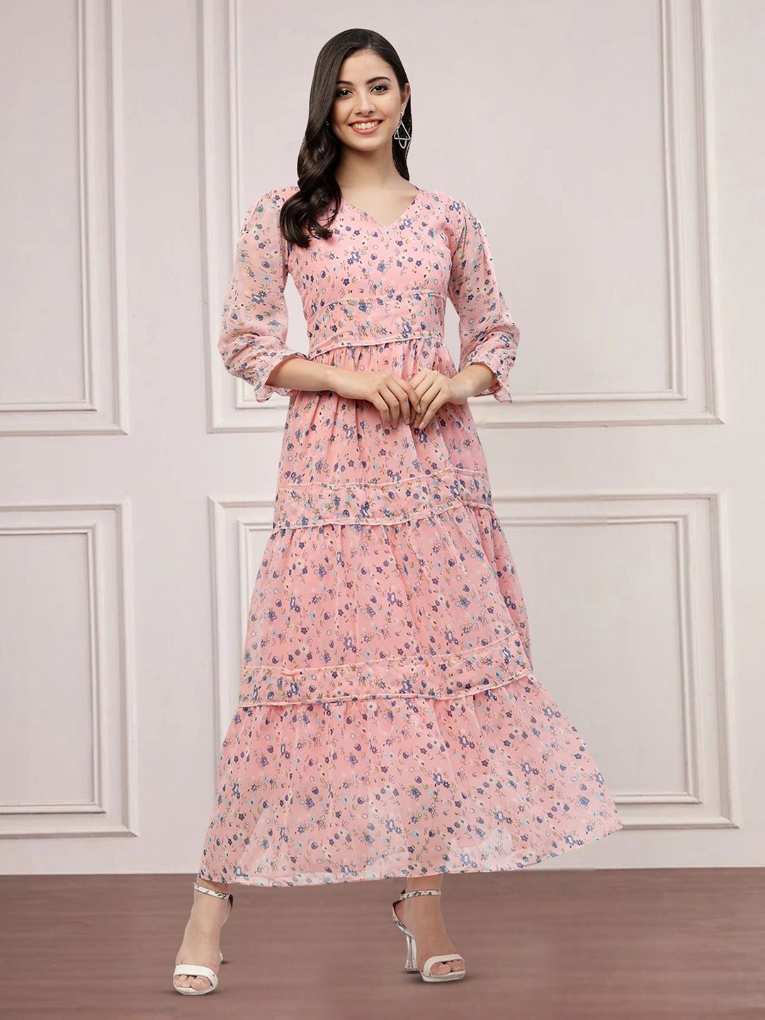 

Moda Rapido Floral Print Applique Fit & Flare Dress, Multi