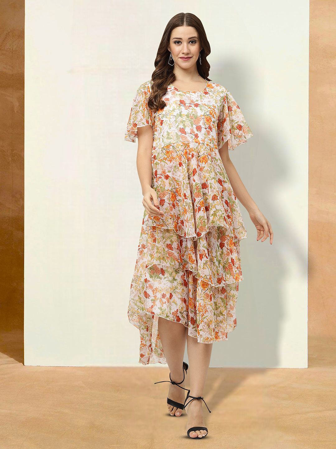

Moda Rapido Floral Print Applique Fit & Flare Dress, Multi