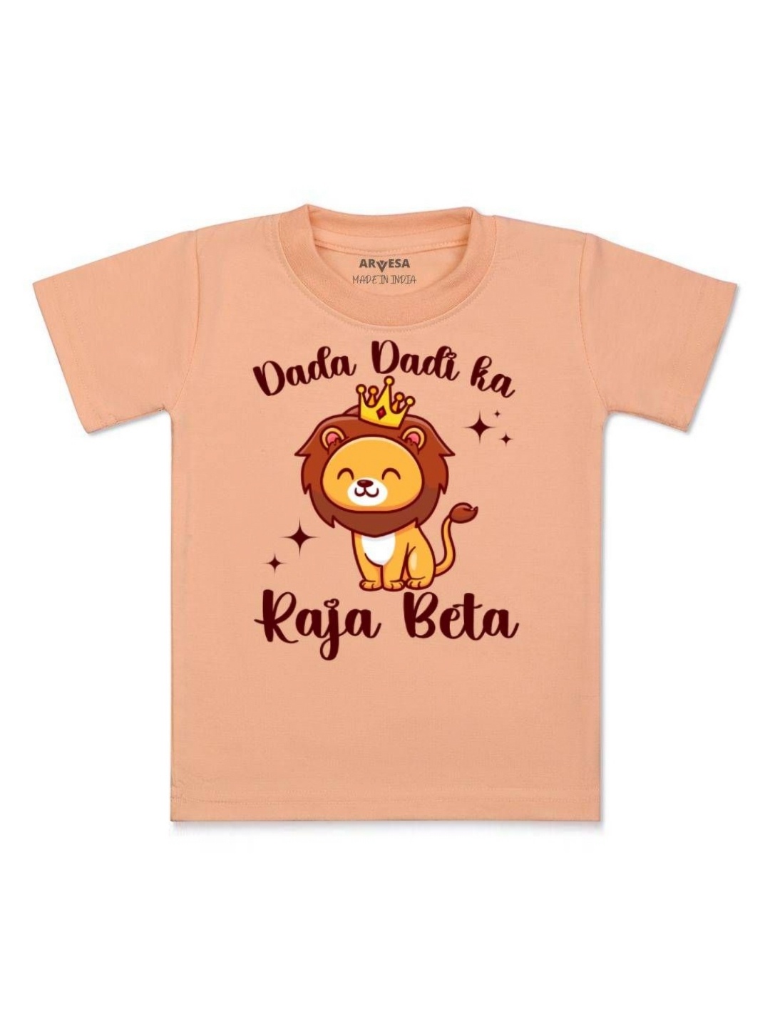 

Arvesa Kids Dada Dadi Ka Raja Beta Printed Tshirt, Peach