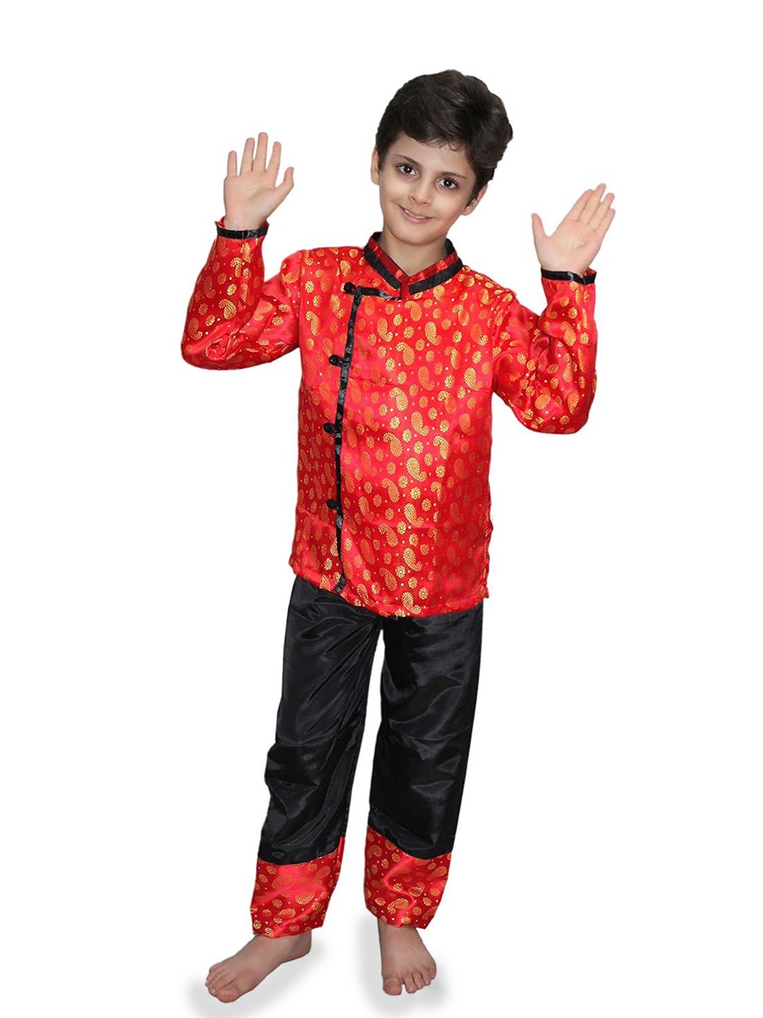 

Kaku Fancy dresses Boys Printed Chinese Boy Costume, Red