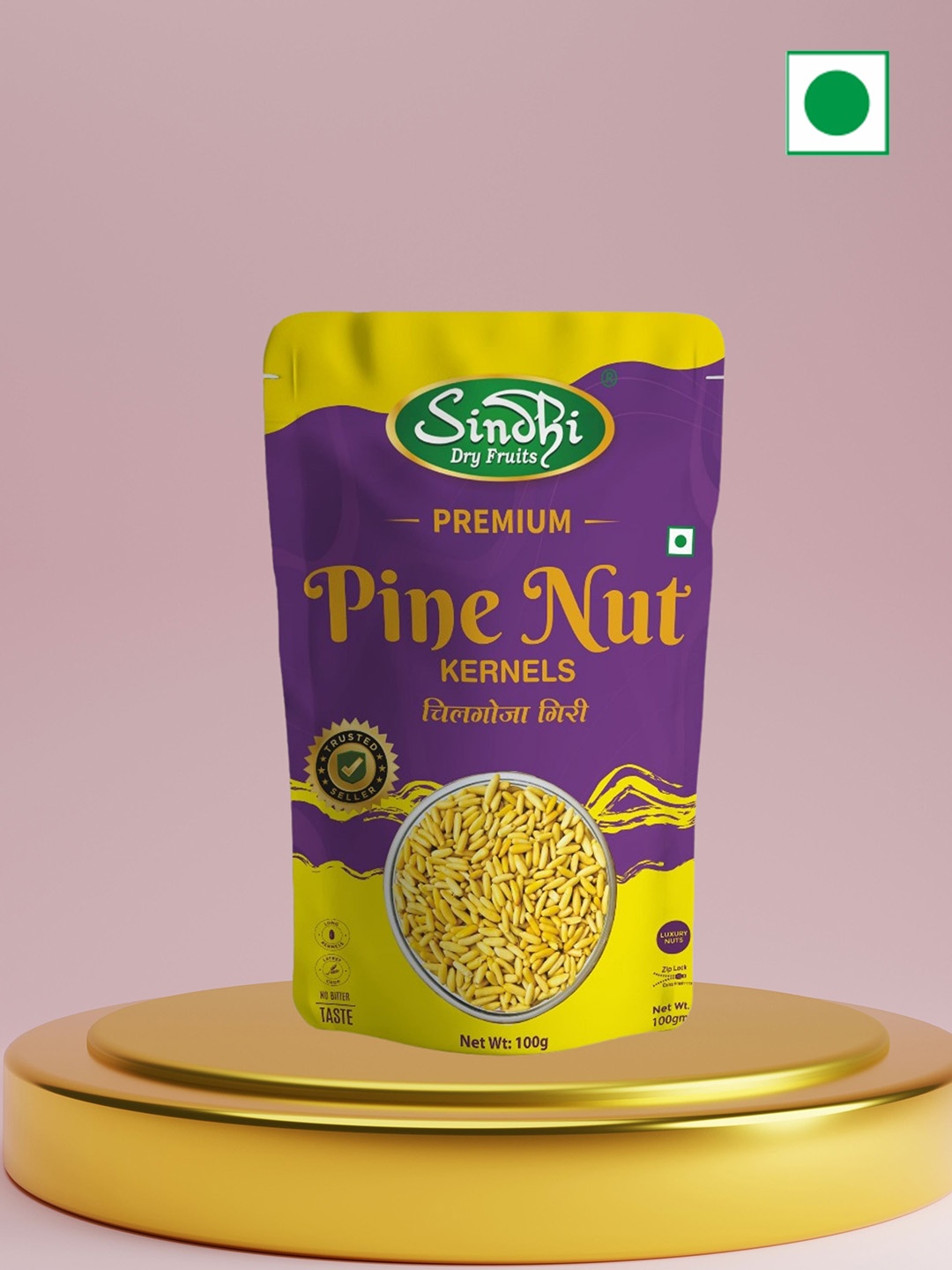 

SINDHI Dry Fruits Pine Nuts Chilgoza 100 g, Purple