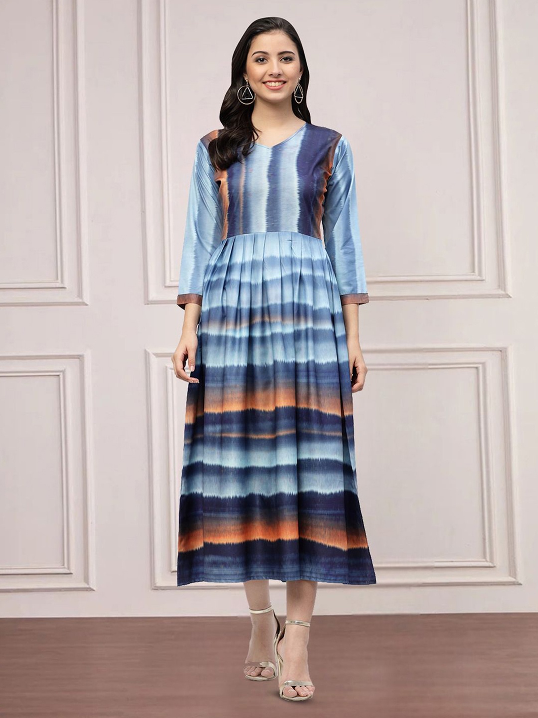 

Moda Rapido Floral Print Applique A-Line Dress, Multi