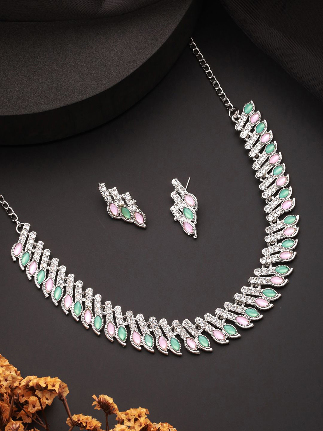 

Anouk Silver-Plated Cubic Zirconia Studded Jewellery Set