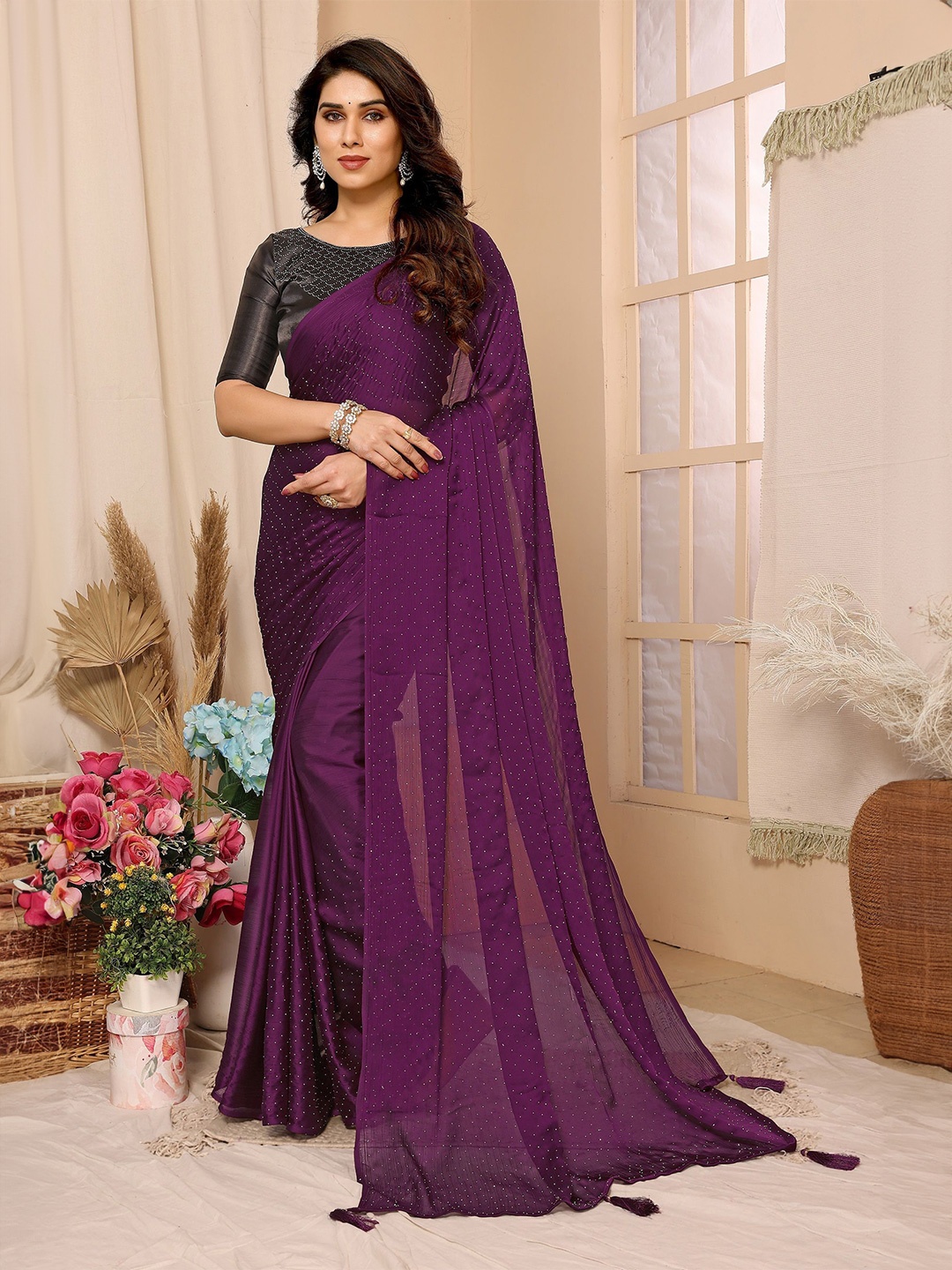 

Moda Rapido Embellished Poly Georgette Saree, Purple