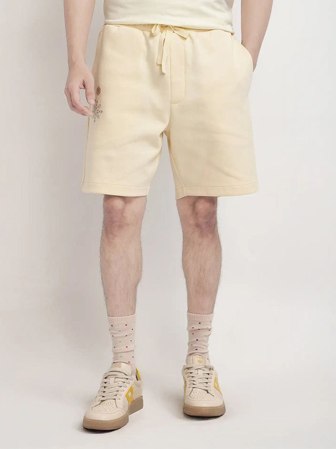 

RARE RABBIT ENOX Men Cotton Mid-Rise Regular Fit Shorts, Yellow