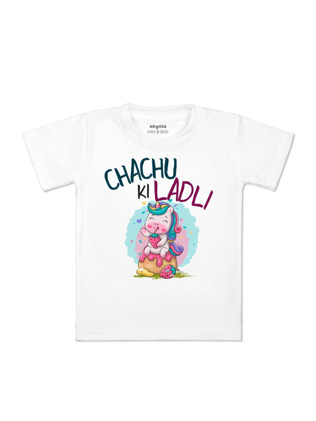

Arvesa Kids Chachu Ki Ladli Printed Tshirt, White