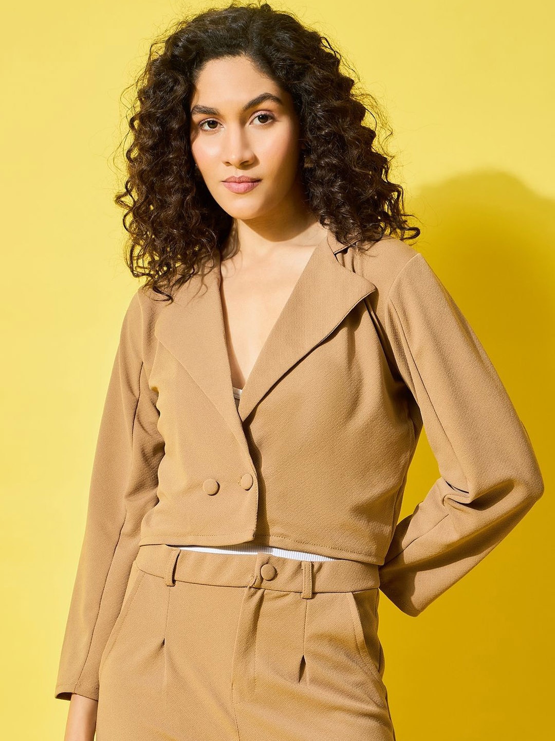 

BUY NEW TREND Double-Breasted Notched Lapel Collar Formal Blazers, Beige