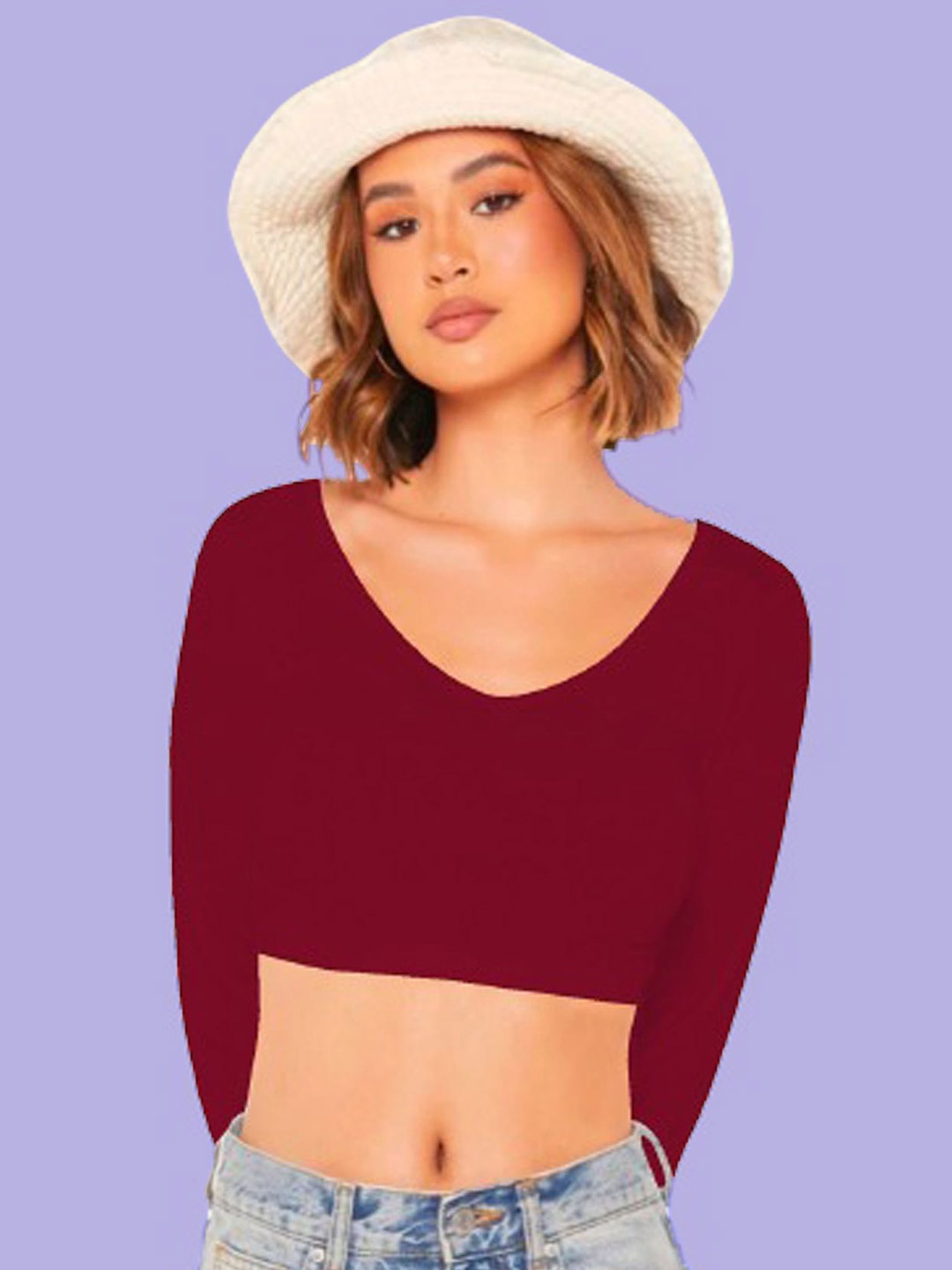 

Dream Beauty Fashion Women Fitted Crop Top, Maroon