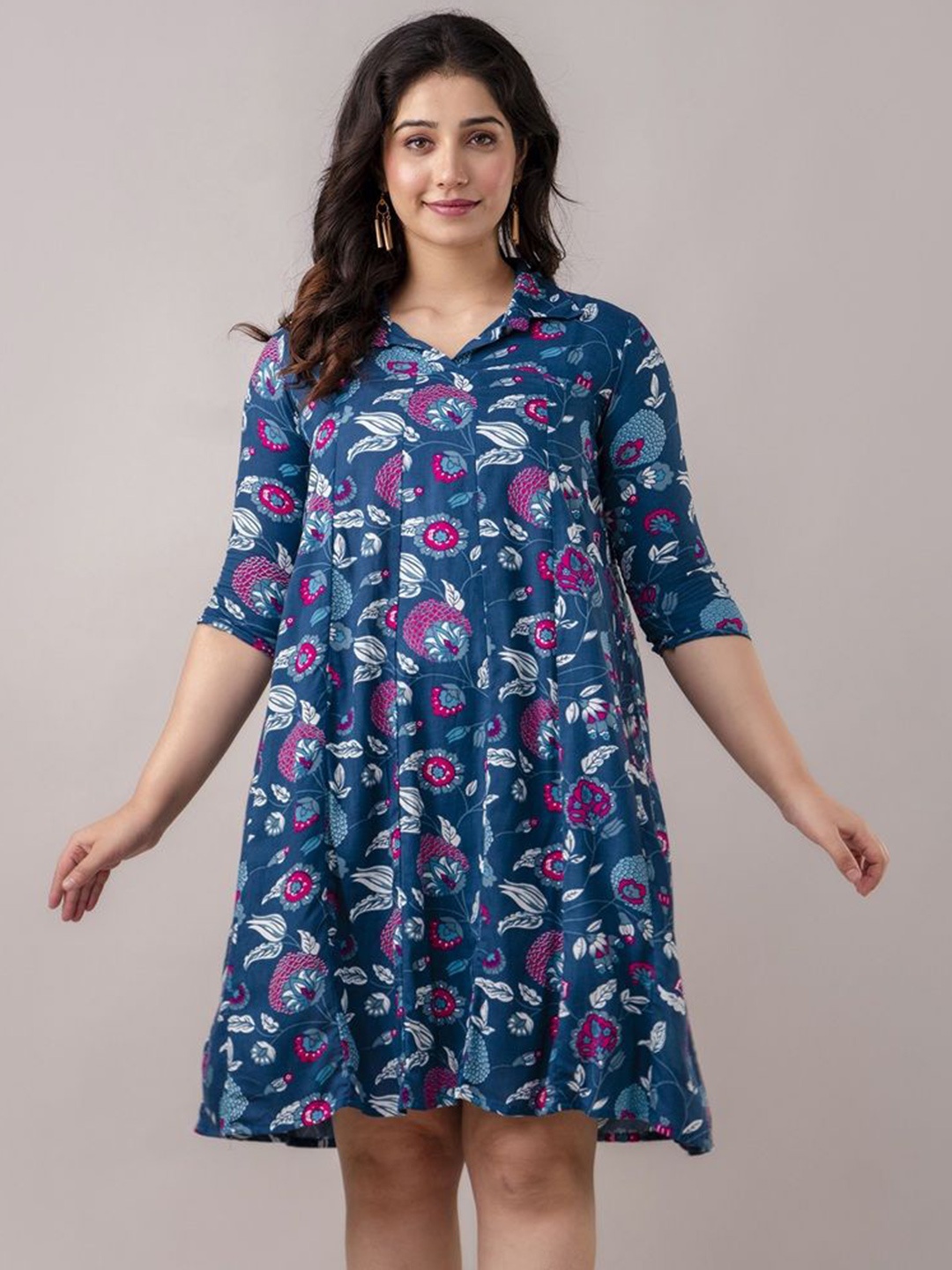 

Jollity Floral Print Fit & Flare Dress, Teal
