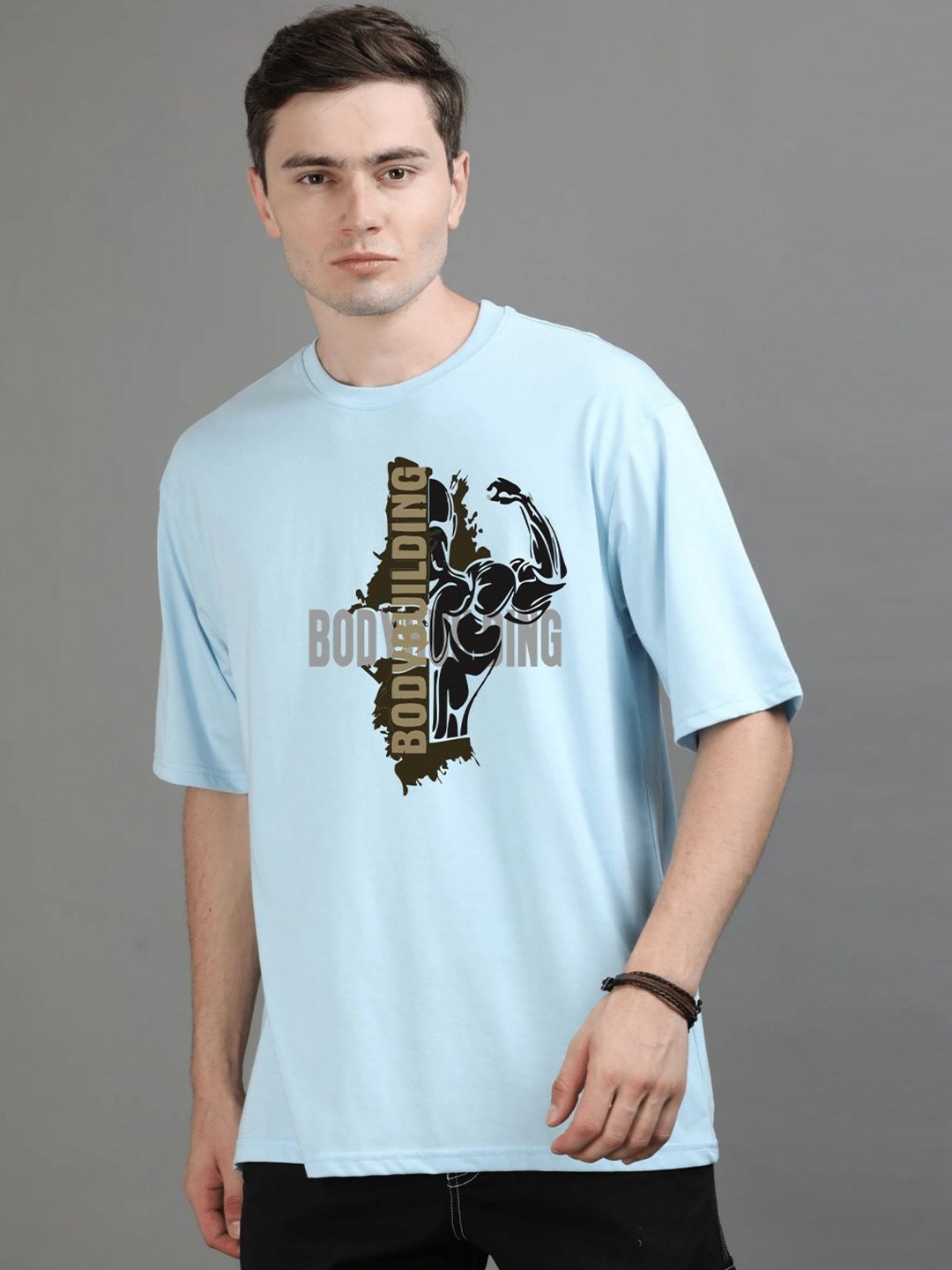 

GSPO Men Typography Printed Drop-Shoulder Sleeves T-shirt, Blue