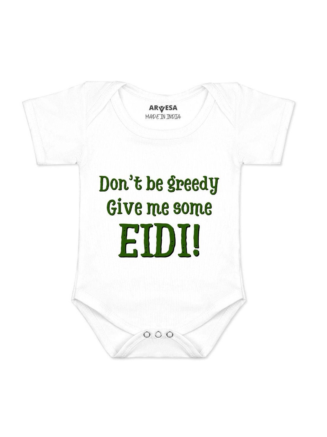 

Arvesa Infants Give Me Some Eidi Printed Envelope Neck Bodysuit, White